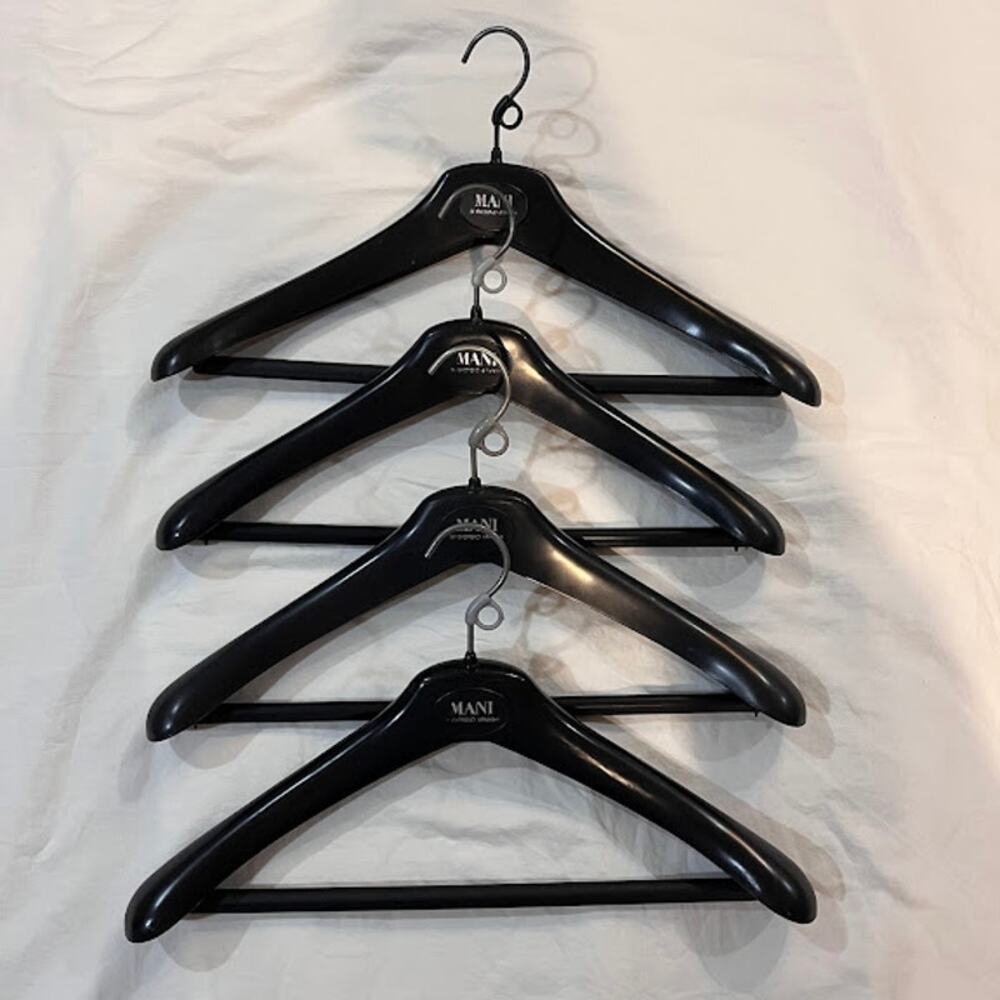 Vintage Mani by Giorgio Armani Black Plastic 16.5" Hangers Set of 4